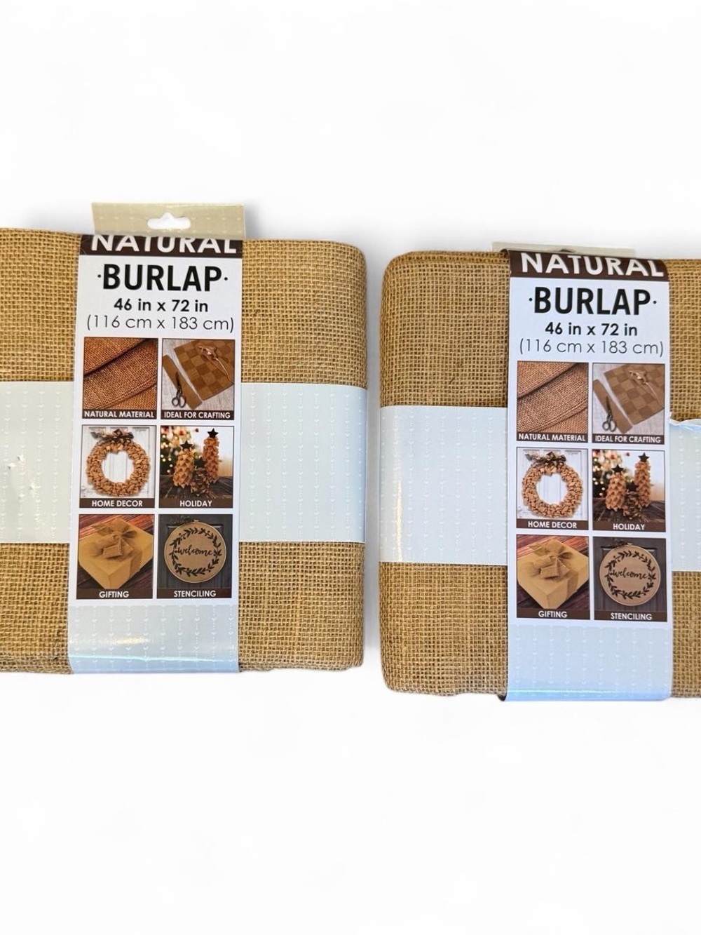 2-Natural Burlap Fabric 46x72